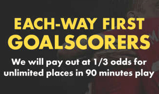 Bet365 special offer about each way bets for first goalscorer