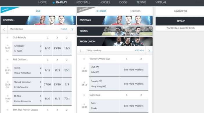 BetVictor live betting options